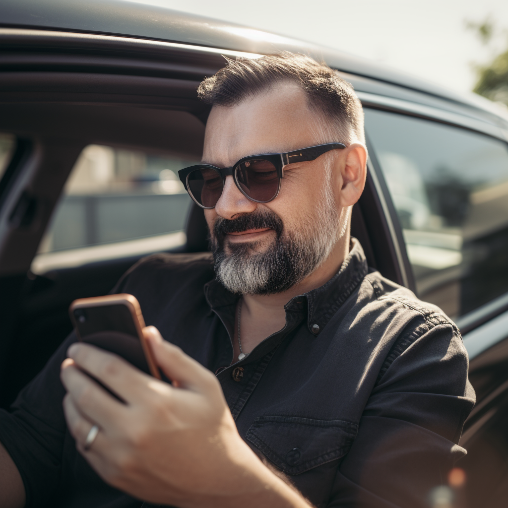 Fahrlehrer am Handy auf WhatsApp